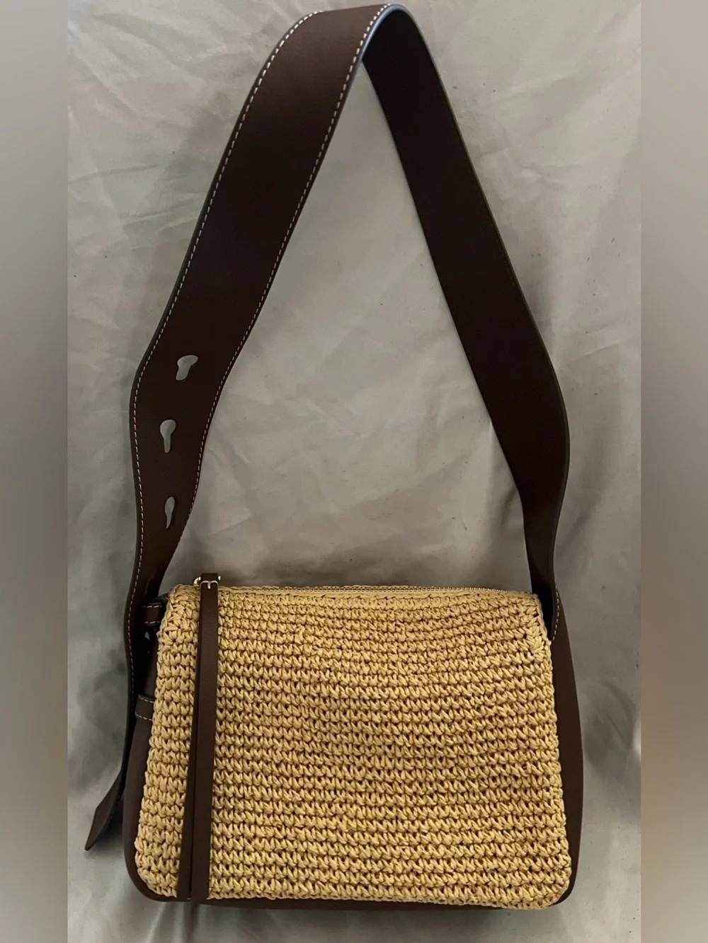 Tory Burch ROMY WOVEN Leather Shoulder Bag $395